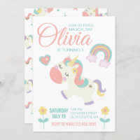 Magical Unicorn birthday party invitation pastel