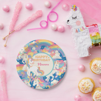  Magical Unicorn Birthday Party  Paper Plates