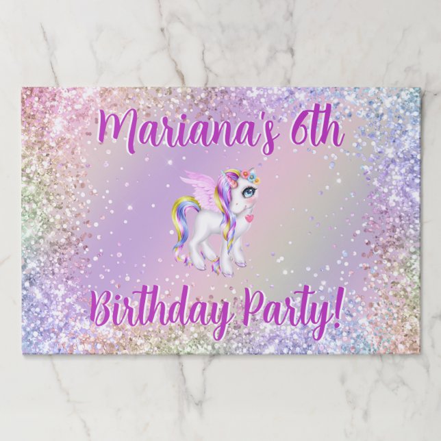 Magical Unicorn Birthday Party Placemats (Front)