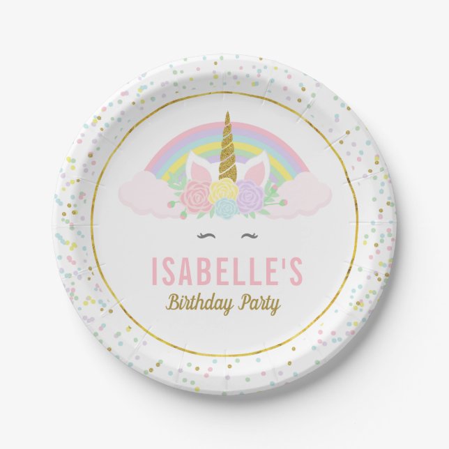 Magical Unicorn Birthday Party Plates (Front)