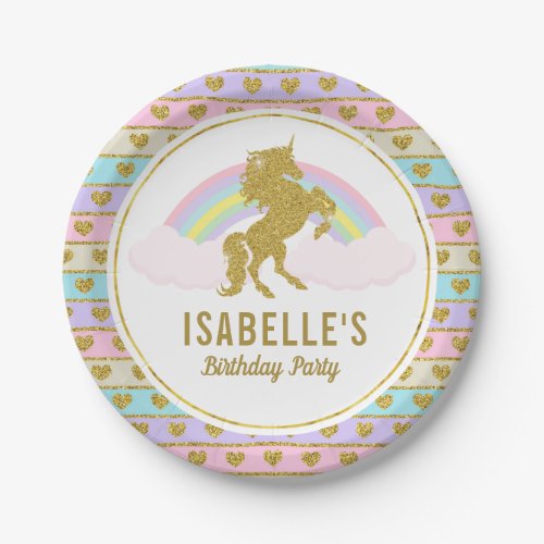 Magical Unicorn Birthday Party Plates