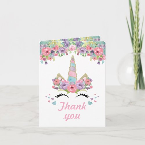 Magical Unicorn Birthday Party Thank You Note Card
