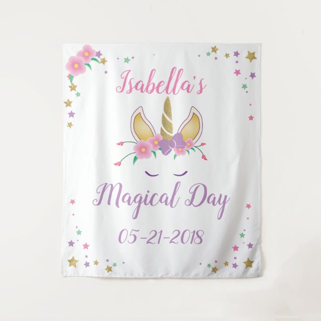 Magical Unicorn Birthday Photobooth Backdrop (Front)