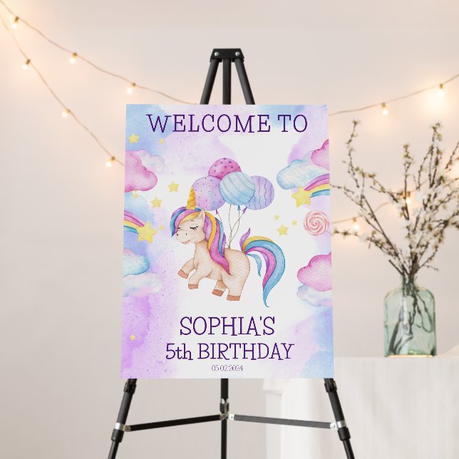 Magical Unicorn Birthday Rainbow  Foam Board (In Situ (Stand))