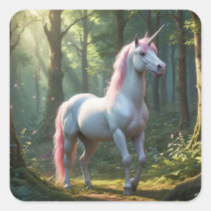 Magical Unicorn Birthday Square Sticker