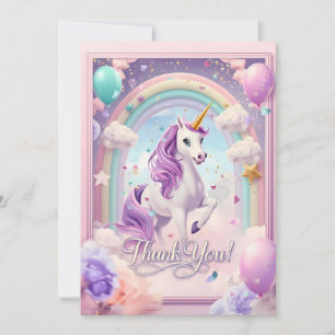 Magical Unicorn Birthday Thank You Card – Rainbow 