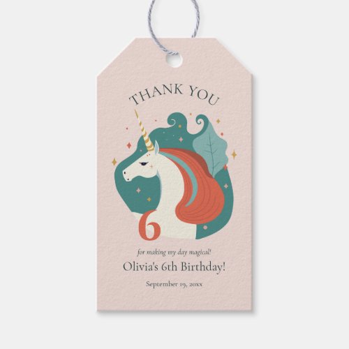 Magical Unicorn Birthday Thank You Gift Tags