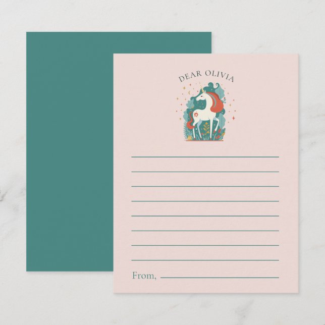 Magical Unicorn Birthday Time Capsule Wishes & Advice Card (Front/Back)