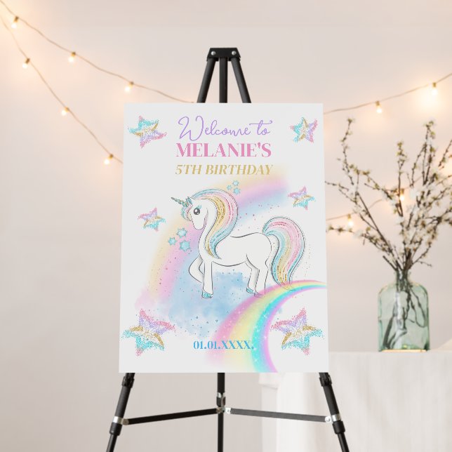 Magical Unicorn Birthday Welcome Banner Foam Board (In Situ (Stand))