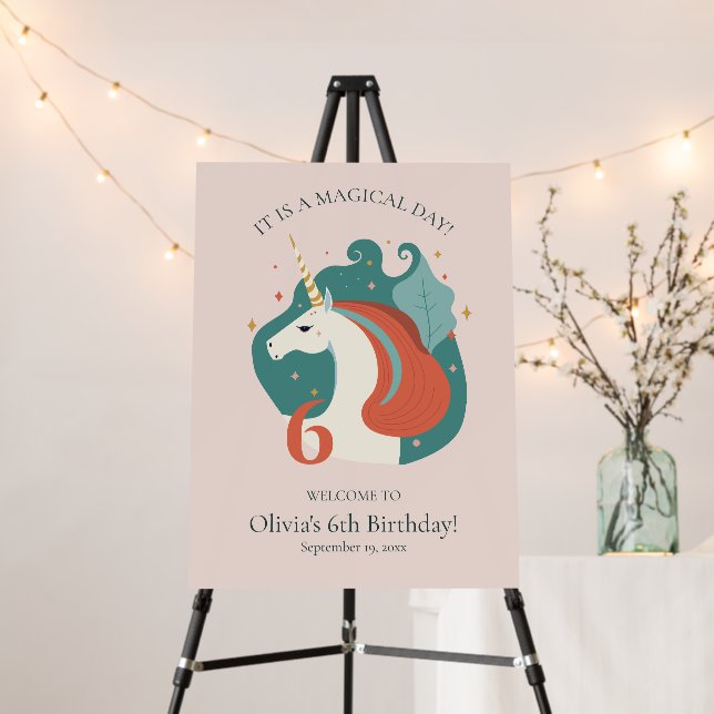Magical Unicorn Birthday Welcome Foam Board (In Situ (Stand))