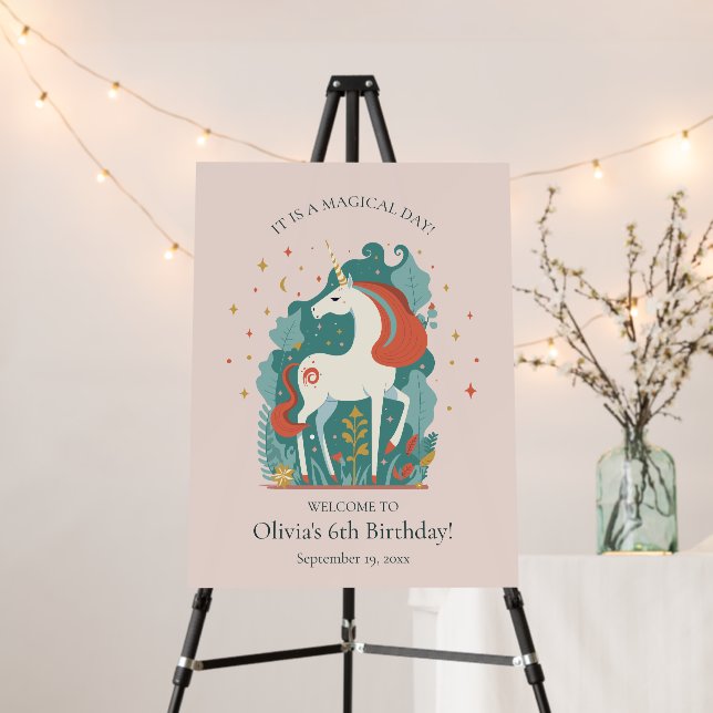 Magical Unicorn Birthday Welcome Foam Board (In Situ (Stand))