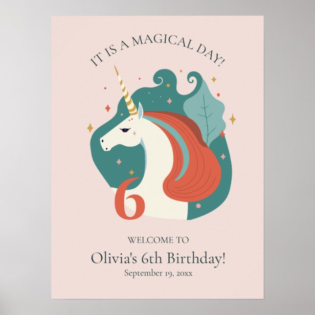 Magical Unicorn Birthday Welcome Poster (Front)