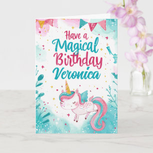 Magical Unicorn Birthday Wishes Greeting Card