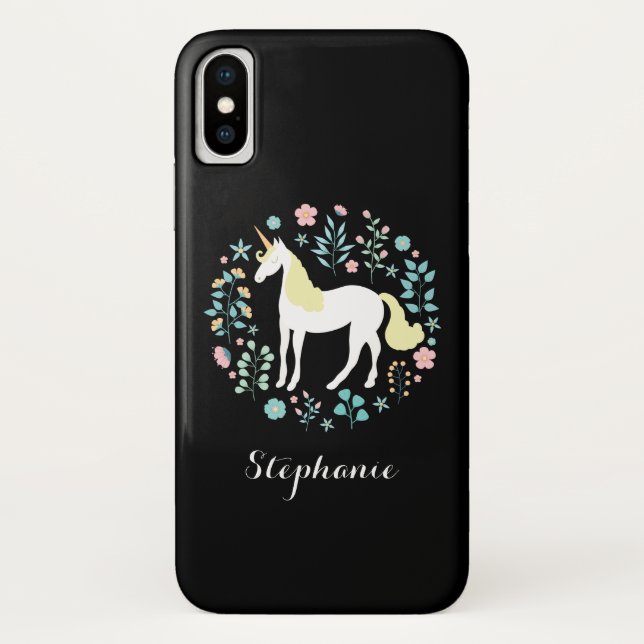 Magical Unicorn Black Personalized Case-Mate iPhone Case (Back)