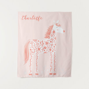 Magical Unicorn Blush Pink Personalized Tapestry