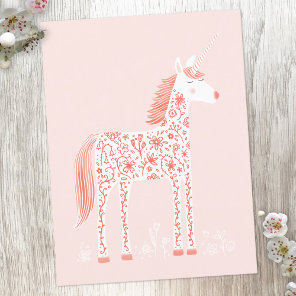 Magical Unicorn Blush Pink Postcard