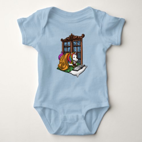 Magical Unicorn Book Reading Literature Geek Baby Bodysuit