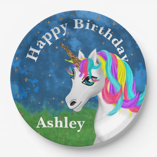 Magical Unicorn Bright Colorful Birthday Party Pap Paper Plates