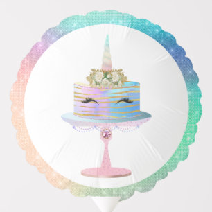 Magical Unicorn Cake   Fantasy Watercolor Party Balloon