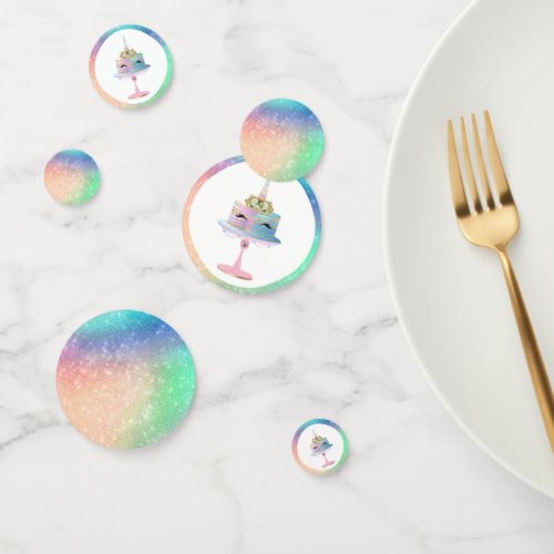 Magical Unicorn Cake  Fantasy Watercolor Party Confetti