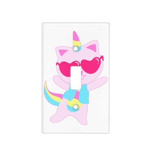 Magical unicorn Cat cartoon _ Choose back color Light Switch Cover