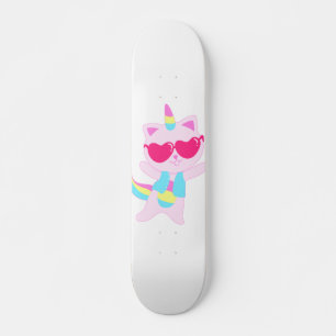 Magical unicorn Cat cartoon - Choose back color Skateboard