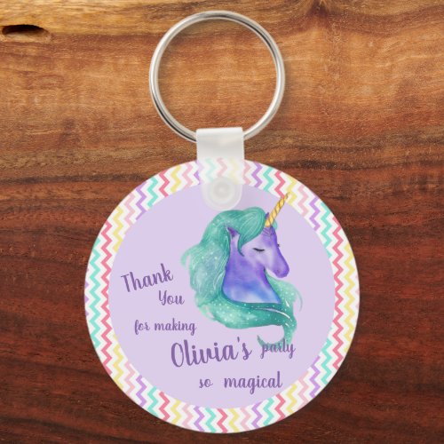 Magical Unicorn Chevron Pastel Kids Birthday Gift  Keychain