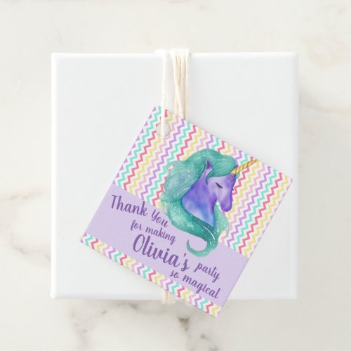 Magical Unicorn Chevron Pastel Kids Birthday Party Favor Tags