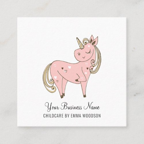  Magical Unicorn Childcare Square Business Card