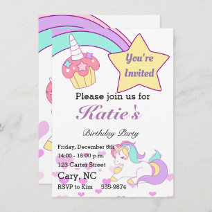 Magical Unicorn Children birthday invitation