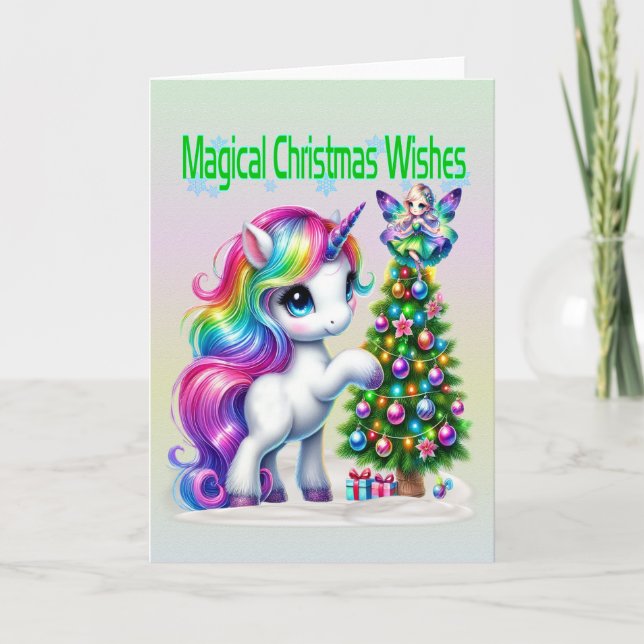 Magical unicorn christmas wishes card (Front)