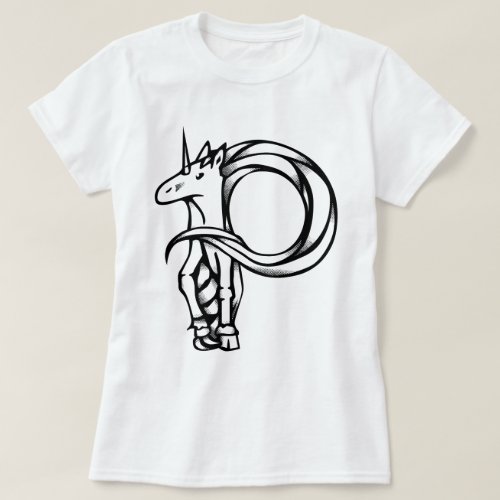 Magical Unicorn Circle Monogram P Cute T_Shirt