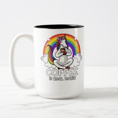 Magical Unicorn Coffee Drinking Lover Two_Tone Coffee Mug