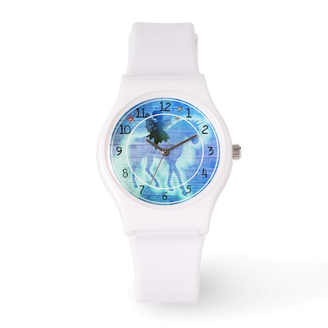 Magical Unicorn Colorful Blue Green Watch (Front)
