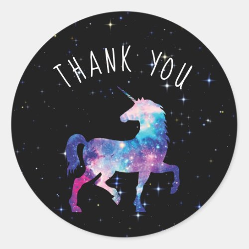Magical Unicorn Colorful Galaxy Unicorn Thank You Classic Round Sticker