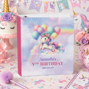 Magical Unicorn Colorful Pastel Birthday Binder