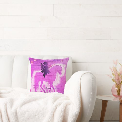 Magical Unicorn Colorful Pink  Purple Throw Pillow