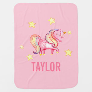 Magical Unicorn Custom Name Baby Blanket