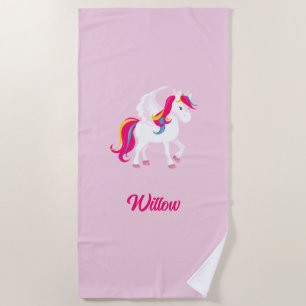 Magical Unicorn Custom Name or Text Beach Towel