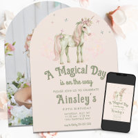 Magical Unicorn Custom Photo Pink Arched Birthday
