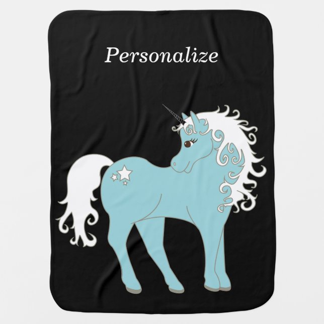 Magical Unicorn Cute & Adorable with Star Baby Blanket (Front)
