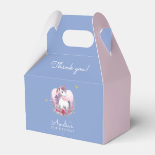 Magical Unicorn Cute Blue Birthday Favor Boxes