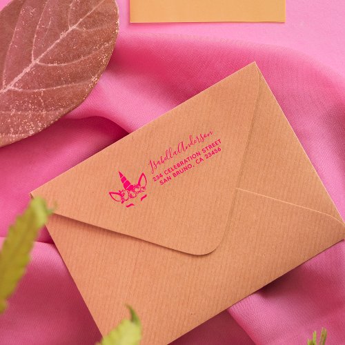 Magical Unicorn Cute Script Custom Return Address Self_inking Stamp
