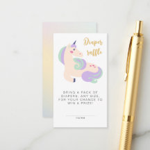 Magical Unicorn Cute Watercolor Diaper Raffle