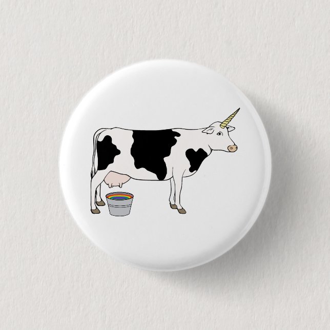 Magical Unicorn Dairy Milk Cow Pinback Button (Front)