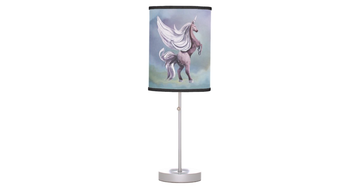 Magical Unicorn Decor Pastel Watercolor Fantasy Table Lamp