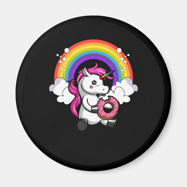 Magical Unicorn Donut Lover Rainbow Magnet (Front)