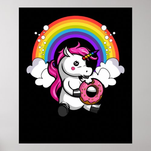 Magical Unicorn Donut Lover Rainbow Poster
