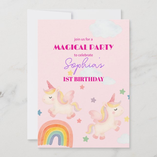 Magical Unicorn Dreamland Invitation (Front)