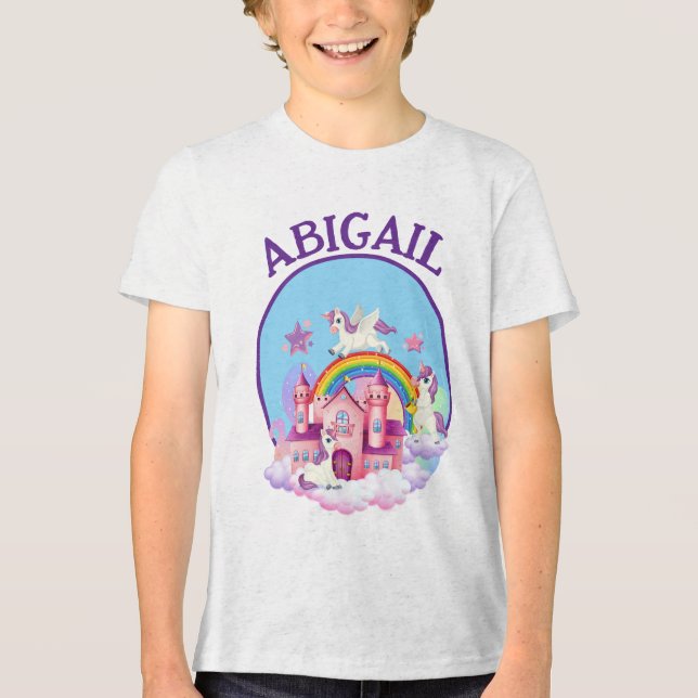 Magical Unicorn Dreams Personalized Tee for Girls (Front)